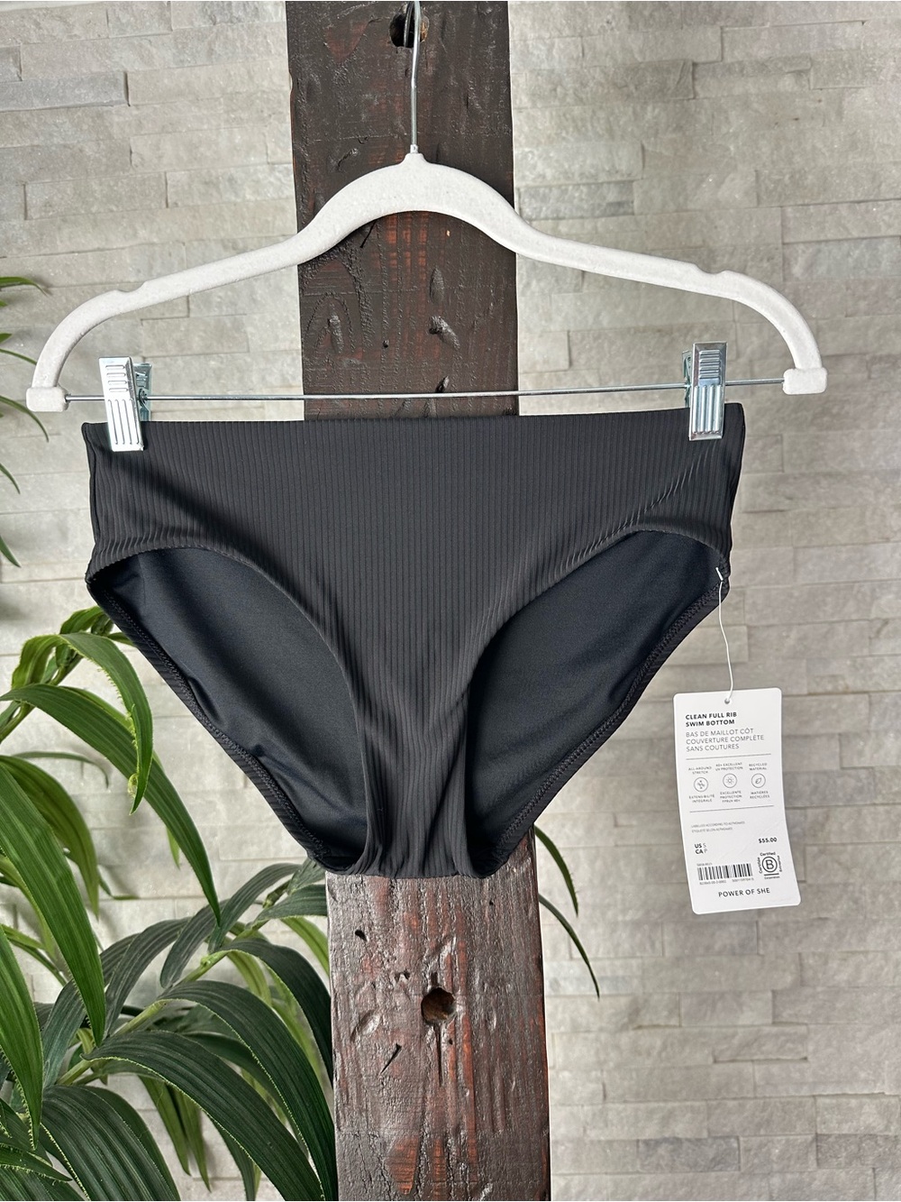 Athleta Black Clean Full Rib Swim Bottoms Size S New with Tags